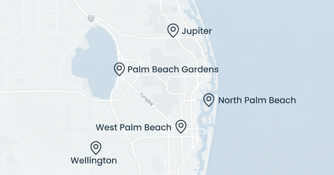 Areas We Serve Map - Palm Beach County